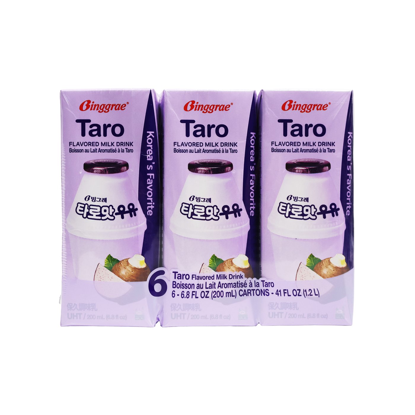BINGGRAE MIlk 6pk Taro 6x200ml