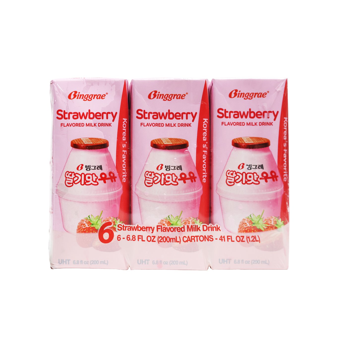 BINGGRAE Milk 6pk Strawberry 6x200ml