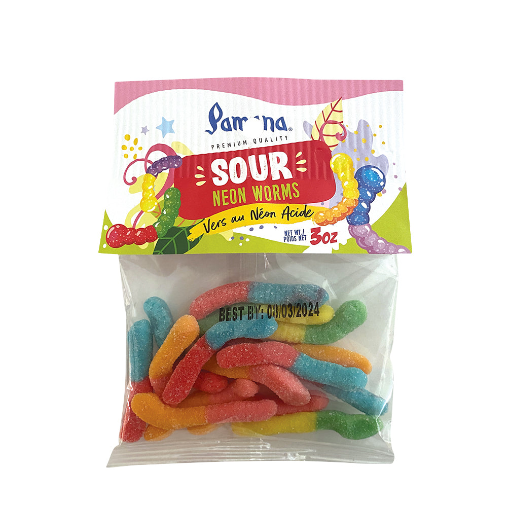 PAMANA Gummy Sour Neon Worms 3oz