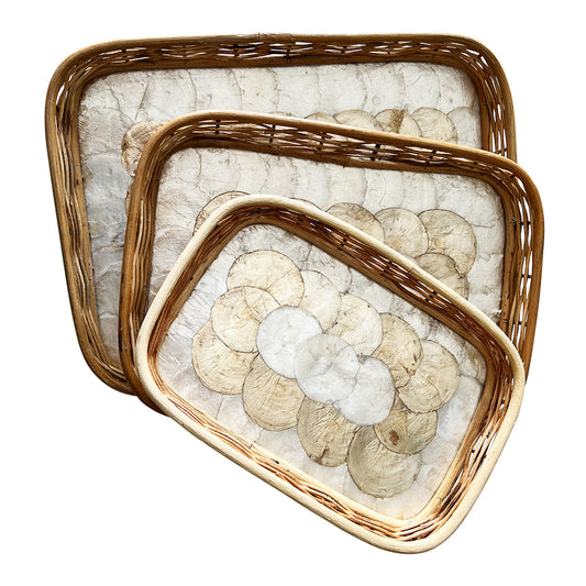 PA Rect Rattan Tray w/ Capiz 1ct